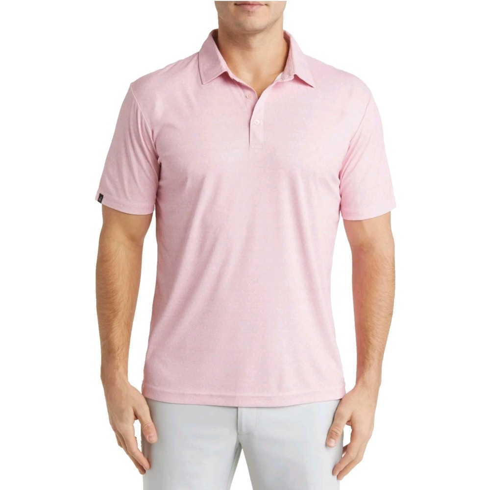 Swannies Men's Eddie-B Golf Polo SW Diamond Tech Stretch Pink Size M NEW! $68